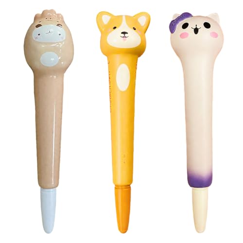 IKOPFLN 3 Stück squishy,Anti Stress-Gelstift – Squeezies, Schreibwaren zum Entspannen, Konzentration, Anti-Stress, super weich,Durchmesser der Spitze 0.5 mm von IKOPFLN