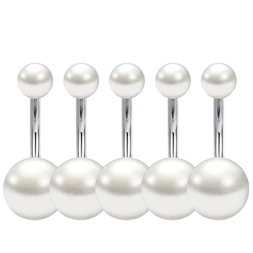 IKOPFLN 5 Stück Bauchnabelpiercing 14G Piercing Bauchnabel Chirurgenstahl Perle Bauchpiercing Nabelpiercing Piercing Schmuck für Damen Herren von IKOPFLN