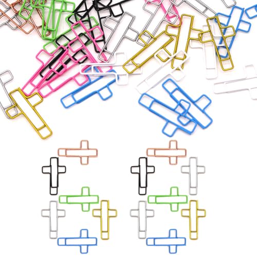 IKOPFLN 60 Stück Büroklammern Goldfarben Büroklammern Kreuz Jesus Motiv klein Metall klammern für Dekorative Postkarten Büro Klassenzimmer von IKOPFLN