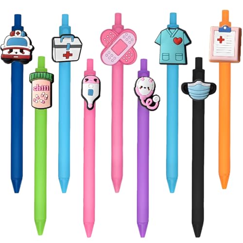 IKOPFLN 9 Stück Kugelschreiber krankenschwester,Niedliche Krankenschwester Stifte lustiger Cartoon Krankenschwester Stift Einziehbare Krankenschwester Kugelschreiber Geschenk von IKOPFLN
