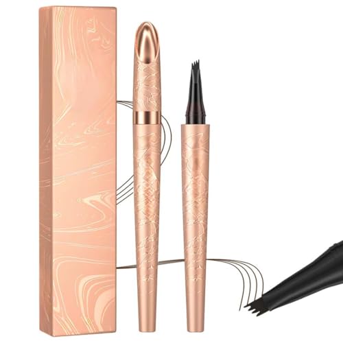 IKOPFLN Augenbrauenstift Wasserfest, Microblading Augenbrauenstift Eye Brow Pencil mit 4 Gabelspitze Applikator, Schwarz Eyebrow Pencil Erzeugt Mühelos Natürlich Aussehende Brauen (Schwarz) von IKOPFLN