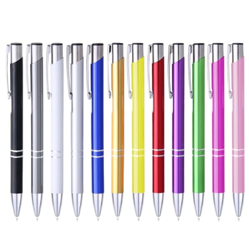 IKOPFLN Ergonomische Kugelschreiber 12 Stück, Premium Kugelschreiber Set Hochwertig, Rutschfester Kulli für & weiches Schreiben, Blauschreibender Kugelschreiber Bunt von IKOPFLN