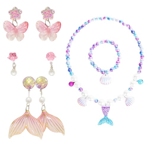 IKOPFLN Kinderschmuck Mädchen- und Kinderschmuck, einschließlich Halsketten, Armbänder, Ohrringe, Partyschmucksets und Anziehgeschenke von IKOPFLN