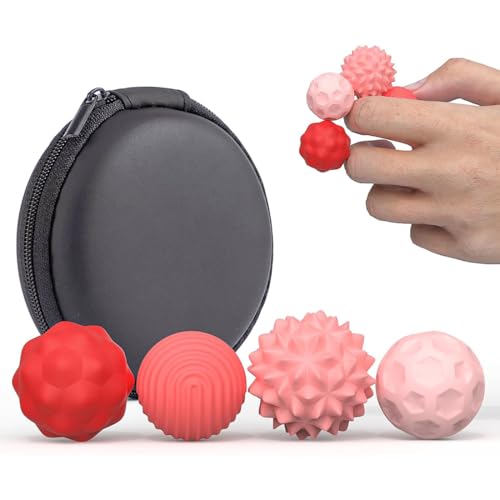 IKOPFLN Magnetische Fidget Toys,4PCS Magnetische Anziehungskraft Stress Bälle mit Silikonhülle,Anti Stress Sensorik Spielzeug Magnetkugeln aus Silikon mit mehreren Texturen für Erwachsene und Kinder von IKOPFLN