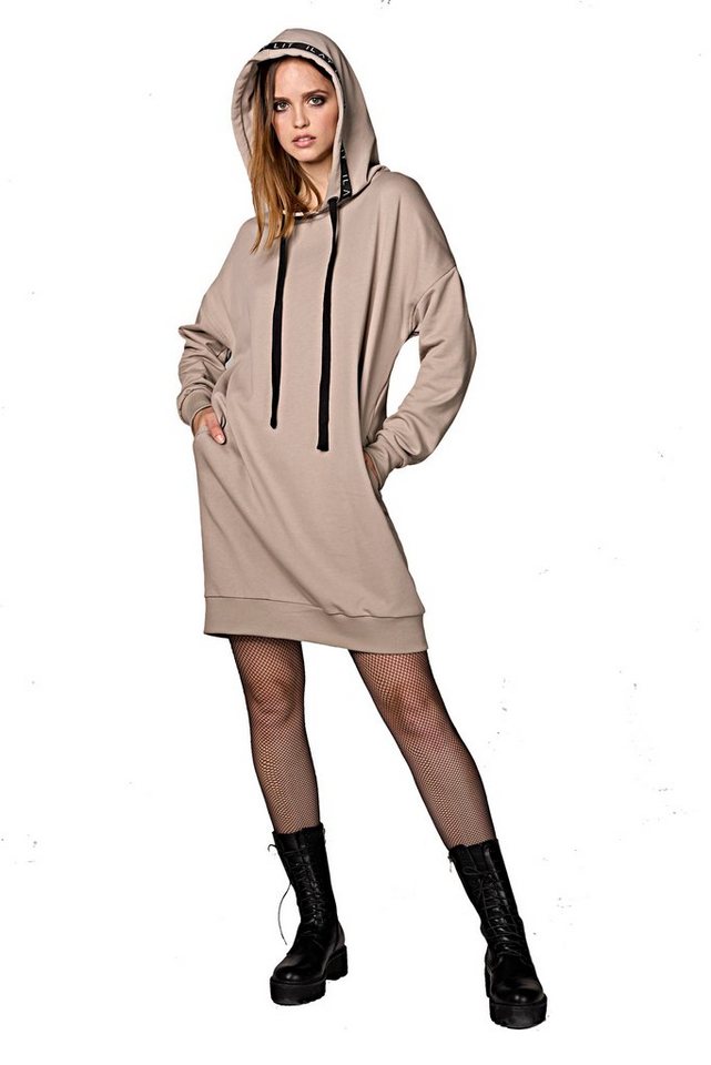 ILAY Lit Kapuzenshirt Mona Midikleid mit Kapuze, Taupe von ILAY Lit