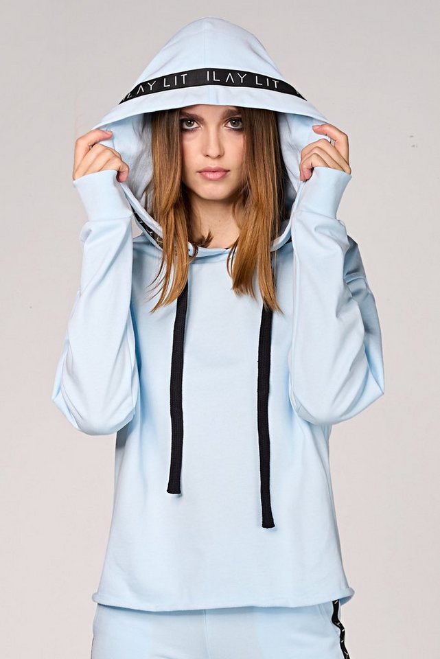 ILAY Lit Kapuzensweatshirt Holy Hoodie Ice Blue Dezentes Logoband Kapuze zur Verstärkung von ILAY Lit