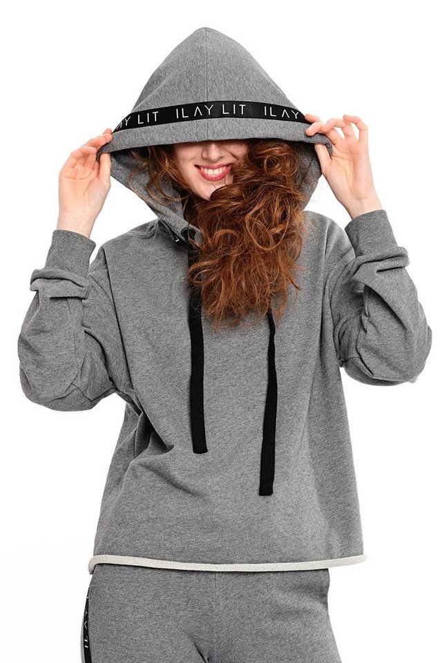 ILAY Lit Kapuzensweatshirt Holy Hoodie Melange Unifarbe, Logoband von ILAY Lit