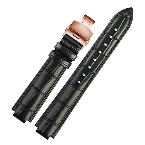 ILAZI Echtes Leder Uhrenband für Ballon Bleu Handgelenk Band Männer weibliches konvexes Lederband 14 * 8mm 18 * 11mm 20 * 12 mm Modearmband(Black Yellow,20-12mm) von ILAZI