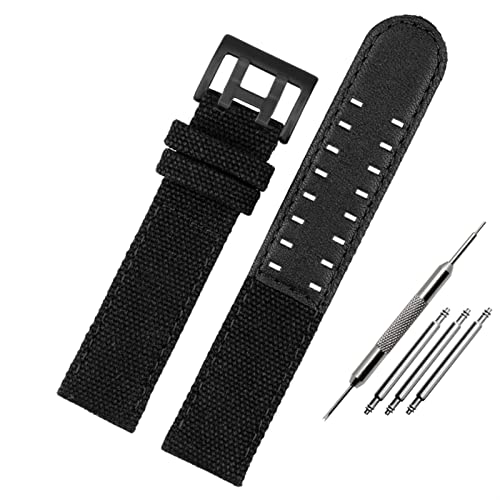 ILAZI Für Hamilton Khaki Field Uhr H760250/H77616533/H70605963 H68201993 Uhrengurt echtes Leder Nylon Männer Watch Band 20mm 22mm(Black black clasp,20mm) von ILAZI