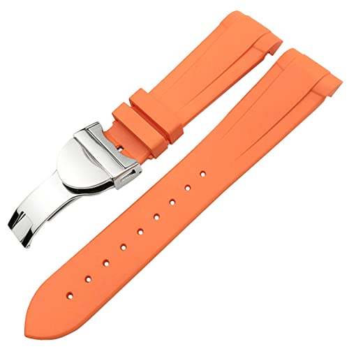 ILAZI Rubber Watchband 22mm Silikon Uhrengurt für Tudor Heritage Black Bay Pelagos wasserdichte Armbänder(Orange folding) von ILAZI