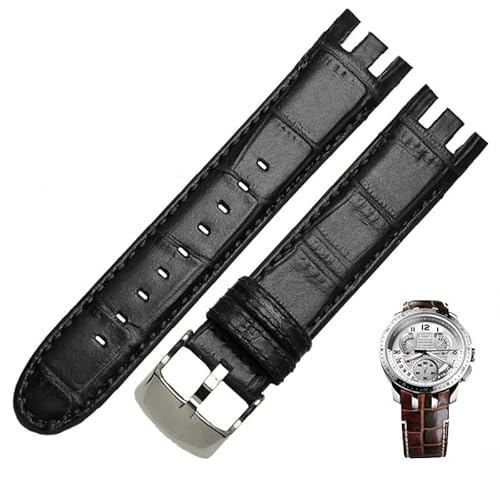 ILAZI Uhrenarmband aus echtem Leder für Swatch YRS403 412 402G, 21 mm, Uhrenarmband für Herren, gebogenes Ende, 21 mm von ILAZI