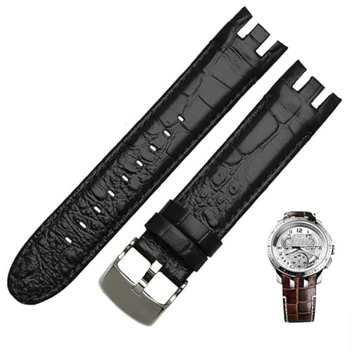 ILAZI Uhrenarmband aus echtem Leder für Swatch YRS403 412 402G, 21 mm, Uhrenarmband für Herren, gebogenes Ende, 21 mm von ILAZI