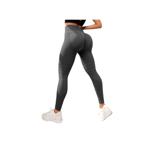 Cellulu Anti-Cellulite Cellular Leggings Damen High Waist – Straffende Kompressionshose mit 3D-Shaping für Yoga & Sport (Grau-1,S) von ILESTDG