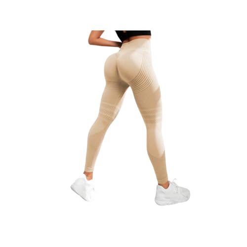 Cellulu Anti Cellulite Leggings, 3D Cellular Leggings Damen – High Waist Kompressions-Shaping, 3D-Slim Effekt Für Straffere Haut (Beige,XL) von ILESTDG