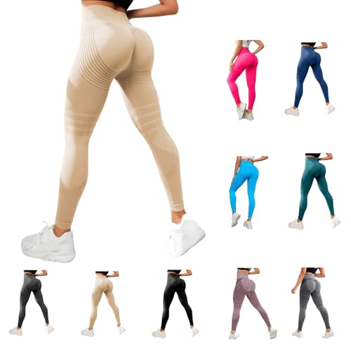 Cellulu Anti Cellulite Leggings - Kompressionshose Damen für Sport Mit Kompression 3D (Beige,S) von ILESTDG