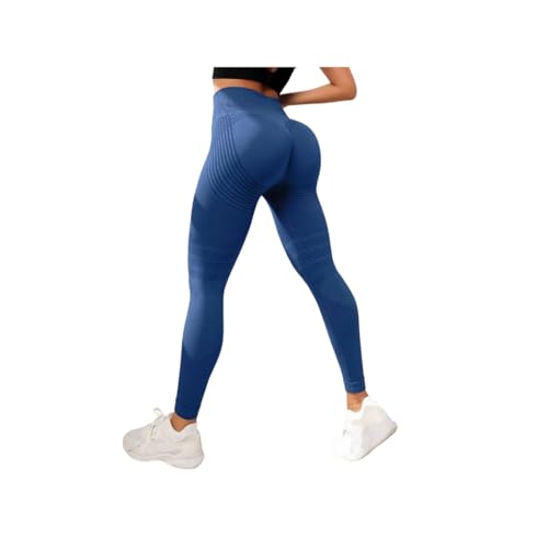 Cellulu Anti-Cellulite Cellular Leggings Damen High Waist – Straffende Kompressionshose mit 3D-Shaping für Yoga & Sport (Blau-1,XXL) von ILESTDG