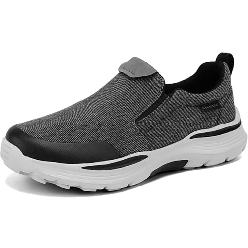 Diabetikerschuhe Extra Weit Herren Orthopädische Schuhe Slip-On Sneakers Bogen Unterstützung Orthopädische Turnschuhe (Schwarz,46) von ILESTDG