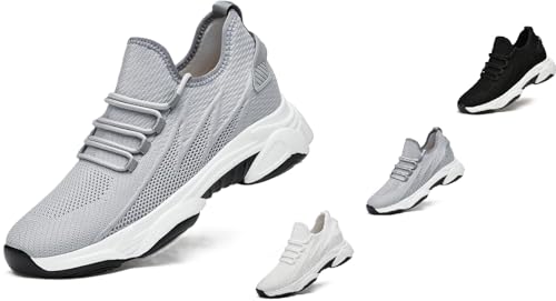Elevate Shoes Herren Unsichtbare Höhe 10cm, Schuhe Mit ErhöHung Herren 4-10cm, Mesh Erhöhung Sneaker, GrößEr Machen Joggingschuhe (Grey 4 cm,43) von ILESTDG