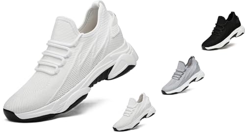 Elevate Shoes Herren Unsichtbare Höhe 10cm, Schuhe Mit ErhöHung Herren 4-10cm, Mesh Erhöhung Sneaker, GrößEr Machen Joggingschuhe (White 10 cm,43) von ILESTDG