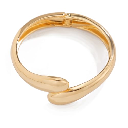 ILESTDG Armreifen Gold Armband Damen,Chunky Bangle Unregelmäßiges Minimalistisches,Wassertropfen Breite Armreif,Schmuck Geschenk Für Valentinstag (Gold 2) von ILESTDG