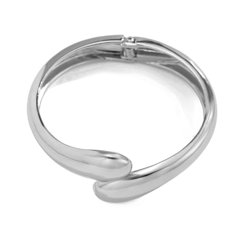 ILESTDG Armreifen Gold Armband Damen,Chunky Bangle Unregelmäßiges Minimalistisches,Wassertropfen Breite Armreif,Schmuck Geschenk Für Valentinstag (Silber 2) von ILESTDG