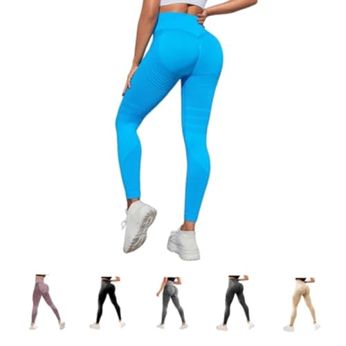 ILESTDG Cellulu Elegante Anti Cellulite Leggings™ - High Waist Kompressionshose 3D Damen (Blau,XXL) von ILESTDG