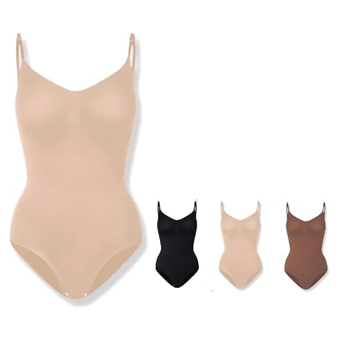 ILESTDG Creamy Fabrics Sculpting Shapewear Bodysuit-Nahtlose Body Shaper (Beige,M) von ILESTDG