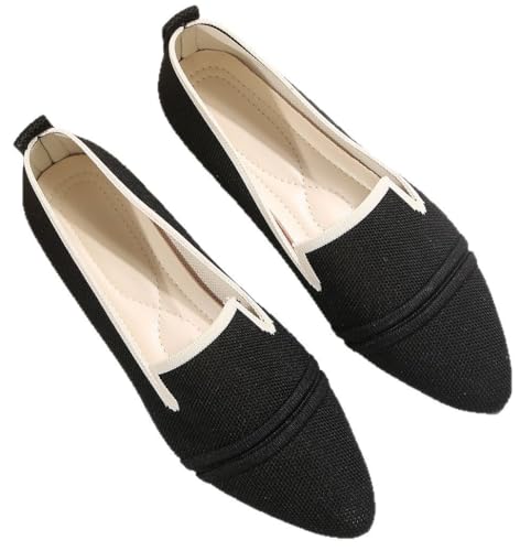 ILESTDG Damen Ballerinas,mit Spitzer Zehenpartie Aus Strick Slip on Knit Kleid Schuhe,Flache Elegante Bequem BarfußSchuhe Orthopädische, Atmungsaktive (Schwarz,39) von ILESTDG