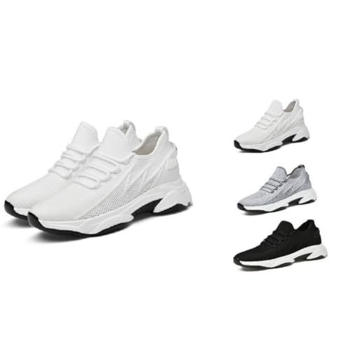 ILESTDG ELEVATESHOES Schuhe Die Gößer Unsichtbare Machen für Herren Sneaker mit Erhöhung 4-10cm, Mesh Leichtgewichts Joggingschuh (Weiß 4cm,46) von ILESTDG