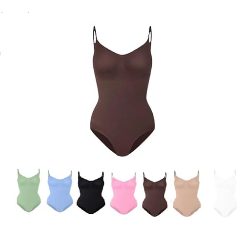 ILESTDG FitShape - Bodysuit Sculpting Shapewear, Damen Bauchweg Shapewear mit Verstellbarer Schultergurt Tryfitshape (Braun,M) von ILESTDG