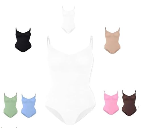 ILESTDG FitShape - Bodysuit Sculpting Shapewear Tryfitshape für Damen, Bodysuit Original mit Verstellbarer Schultergurt (Weiß,M) von ILESTDG