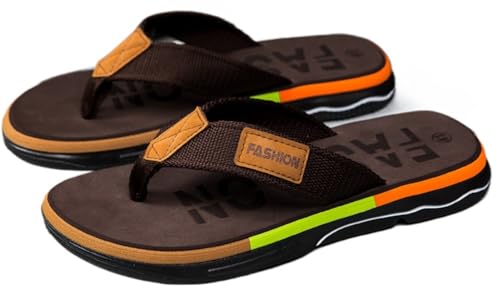 ILESTDG Herren Flip Flop, Freizeit Rutschfeste Strandschuhe Sports Sandalen Surfen Zehentrenner,Surfen Badelatschen Für Strand, Pool Und Freizeitkleidung (Khaki,43) von ILESTDG