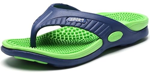 ILESTDG Herren Foot Massage Flip Flop, Freizeit rutschfeste Massage Strandschuhe,Outdoor Surfen Badelatschen,Fußgewölbeunterstützung Für Plattfüße Und Plantarfasziitis (Grün,45) von ILESTDG