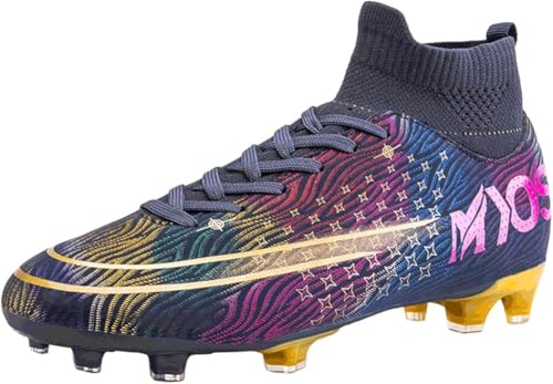 ILESTDG Herren Fußballschuhe High Top Spike Cleats,Outdoor-Sport Trainingsschuhe Für Jungen,Kinder Professionelle Trainingsschuhe (Schwarz,41) von ILESTDG