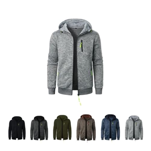 ILESTDG Herren Hoodie Sweatjacke - Oversize Sport Pullover Mit Reißverschluss (Hellgrau,3XL) von ILESTDG