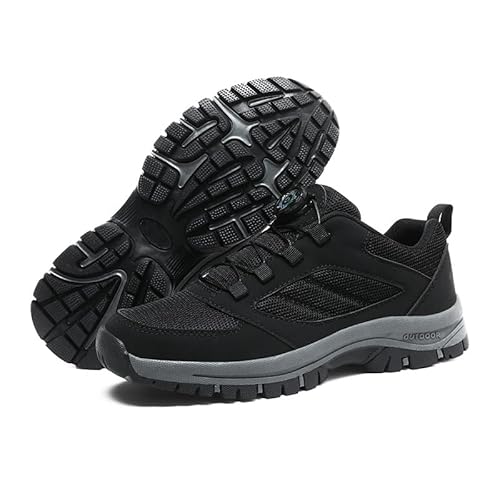 ILESTDG Herren Laufschuhe Turnschuhe Arbeitsschuhe Wanderschuhe Atmungsaktiv rutschfeste Bergschuhe Bequem Outdoor Sportschuhe (Schwarz,40) von ILESTDG