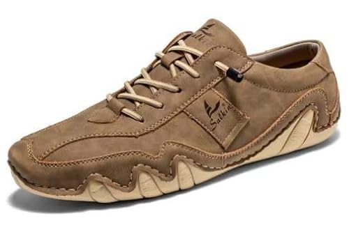 ILESTDG Ibex - Ergonomischer, Schmerzlindernder,Herren Damen Leder Rutschfester Barfuss Schuhe – Orthoschuhe Low Top Bequeme Barefoot Schuhe Für Den Alltag Und Freizeit (Dunkelbraun,43) von ILESTDG
