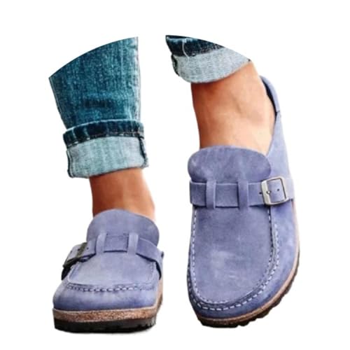 ILESTDG Lässige, Bequeme Damen-Clogs Aus Veloursleder Mit Closed Toe Walking Slipper Lady Bootsschuhe (Lila,38) von ILESTDG
