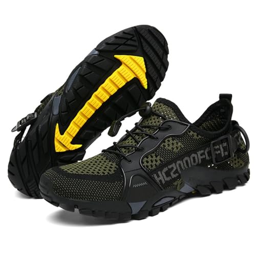 ILESTDG Naturstep WildWalker - Orthopädischer Lauf- & Wanderschuh Atmung Mesh Schuhe Draussen rutschfest Wanderstiefel (Armeegrün,45) von ILESTDG