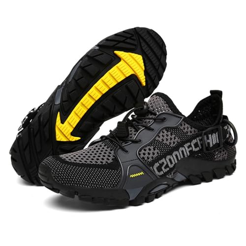 ILESTDG Naturstep WildWalker - Orthopädischer Lauf- & Wanderschuh Atmung Mesh Schuhe Draussen rutschfest Wanderstiefel (Grauschwarz,42) von ILESTDG
