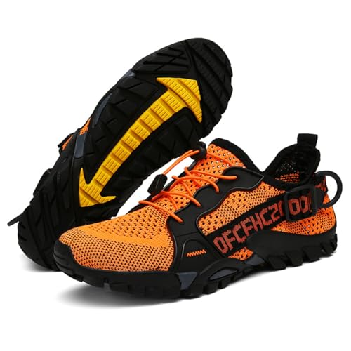 ILESTDG Naturstep WildWalker - Orthopädischer Lauf- & Wanderschuh Atmung Mesh Schuhe Draussen rutschfest Wanderstiefel (Orange,42) von ILESTDG