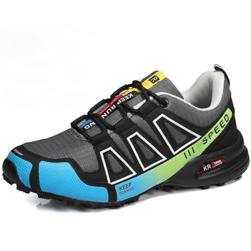 ILESTDG OrthoTrekking - Ergonomischer Schmerzlindernder Trekking U. Wanderschuh, Trekking- & Wanderschuhe FüR Herren Für Bergtouren Und Trekking (8-3Grau Grün Blau,45 EU) von ILESTDG