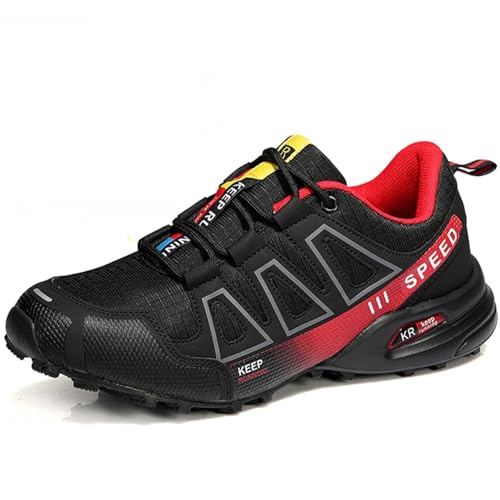 ILESTDG OrthoTrekking - Ergonomischer Schmerzlindernder Trekking U. Wanderschuh, Trekking- & Wanderschuhe FüR Herren Für Bergtouren Und Trekking (8-3Schwarz Rot,44 EU) von ILESTDG