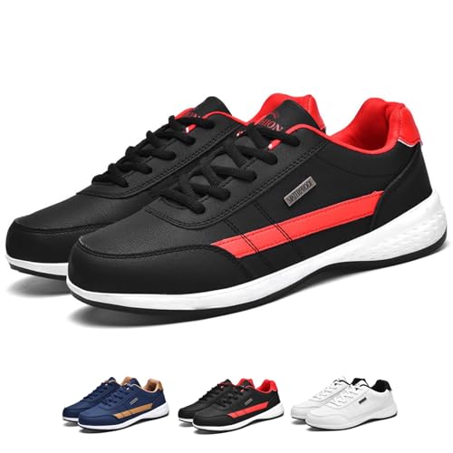 ILESTDG OrthoX - Ergonomische Schmerzlindernde Komfortschuhe - Unisex Leichte Atmungsaktive Laufschuhe Reiseschuhe rutschfest Bergschuhe (8001Schwarz-Rot,47 EU) von ILESTDG