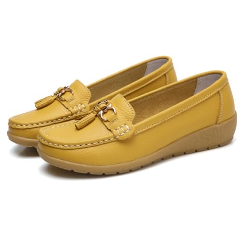 ILESTDG Orthopädische Damen-Slipper - Damenschuhe Elegant Und Bequem, Orthopädische Loafers Mit Keilabsatz & Breiter Passform (Gelb,37) von ILESTDG