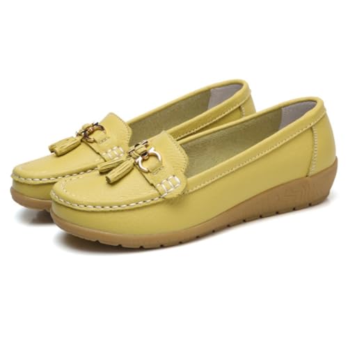 ILESTDG Orthopädische Damen-Slipper - Damenschuhe Elegant Und Bequem, Orthopädische Loafers Mit Keilabsatz & Breiter Passform (Gelb-1,41) von ILESTDG