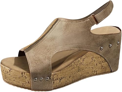 Pantoletten Wechselfussbett Damen - Hausschuhe Riemen Sandalen Mit Absatz Sommer Keilabsatz Keilsandalen Elegant Keilsandaletten Plateauschuhe (Beige,42) von ILESTDG