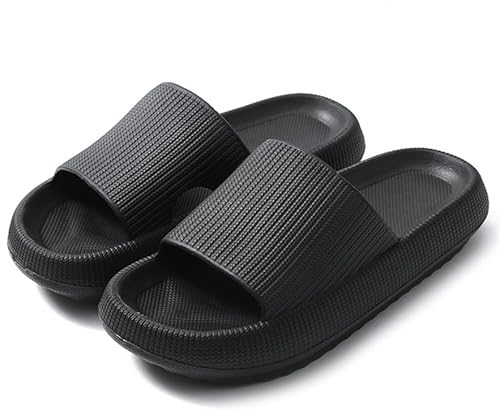ILESTDG Pummis Original Unisex Cloud Shoes Pillow Slippers with Thick Soft Non-Slip Sole (40/41,Schwarz 9) von ILESTDG