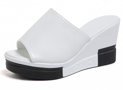 ILESTDG Sandalen Damen Mit Absatz Orthopädische Sandalen Mit Fußgewölbeunterstützung Wedge Flach Dicke Sohle Freizeitsandalen Sommer (Weiß,37) von ILESTDG