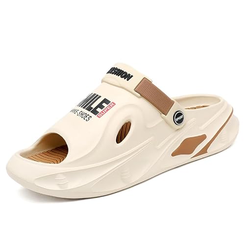ILESTDG Sandalen Herren Casual Dicker Boden Strand Sandalen Sportsandalen Hausschuhe Rutschfeste Wolkenschuhe Sommer (Beige 1,38/39) von ILESTDG